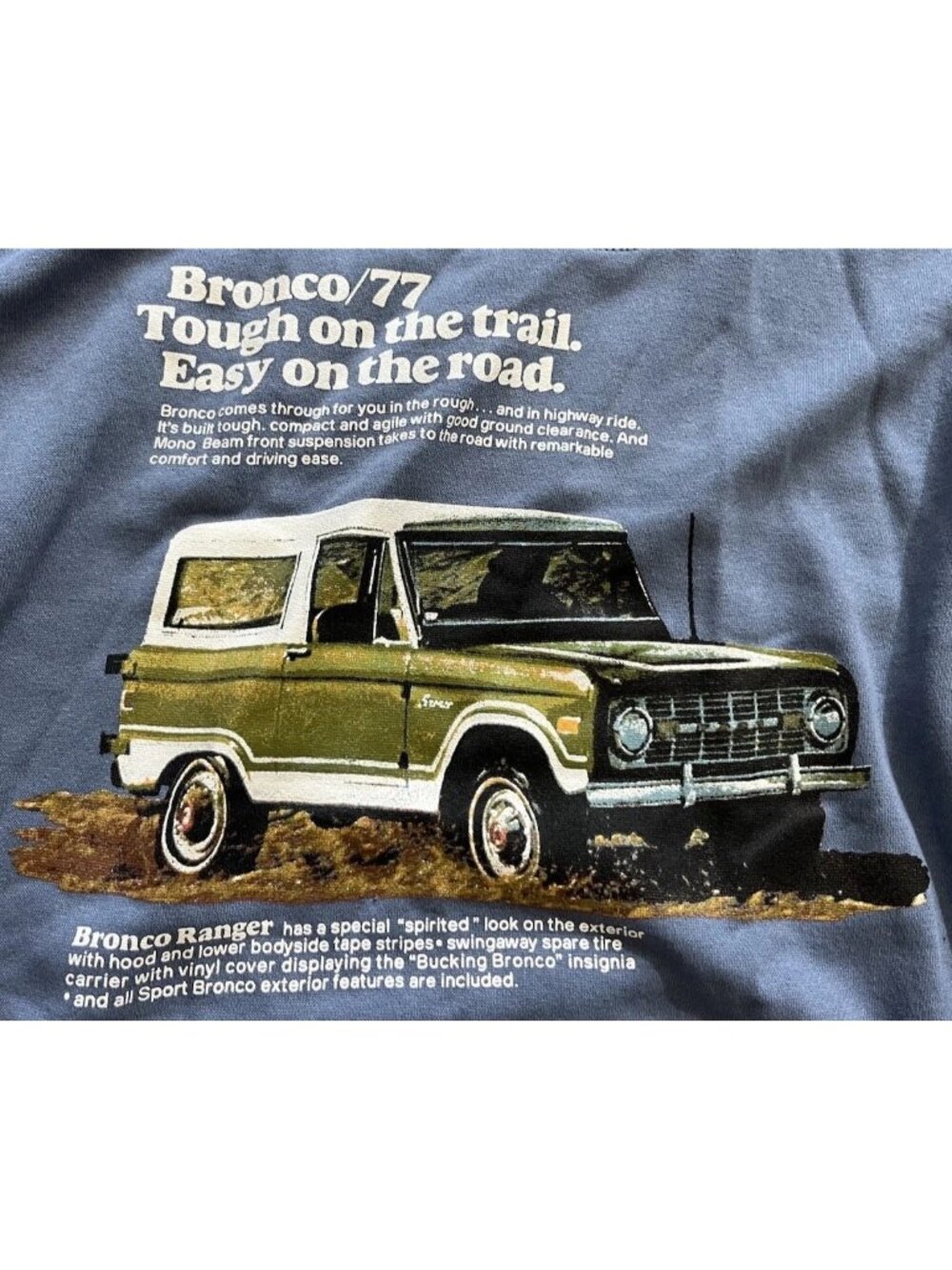Ford Bronco 1967 Vintage Graphic Pullover Blue Hoodie Men’s Size Large NWT - Picture 2 of 11